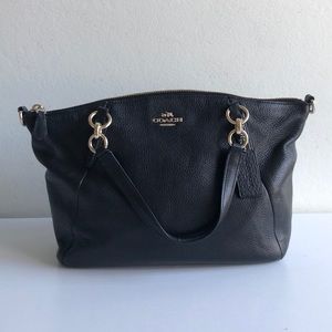 Coach Black Pebble Leather Mini “Kelsey” Satchel